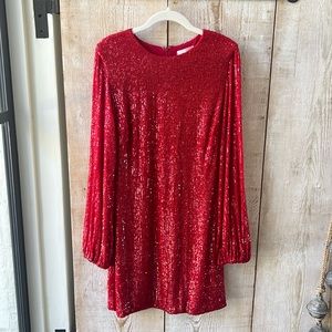 NWT Lavender Brown Sierra Red Beaded Dress size Large ❤️